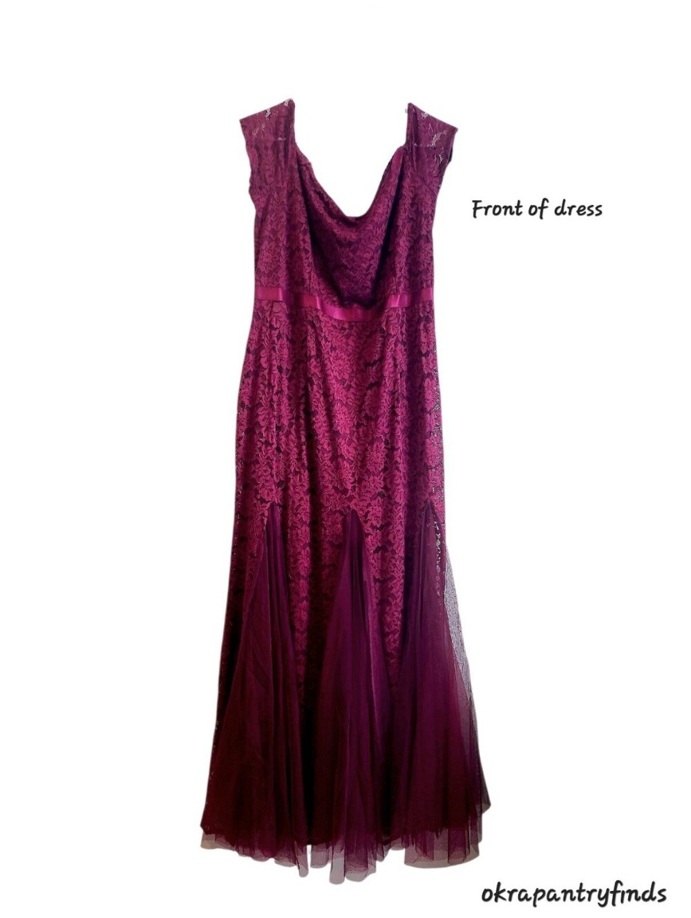 Elegant Burgundy Lace Evening Dress,2XL